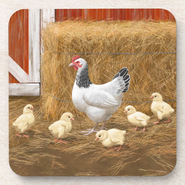 Dessous-de-verre Sussex Chicken Mama Hen et Chicks (Devant)