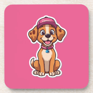 Dessous-de-verre Sweet Cartoon Chien - Happy Puppy dans Sticker Cas