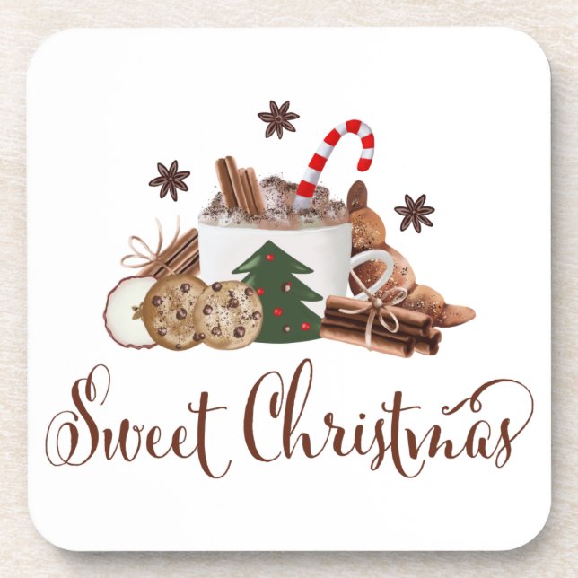 Dessous-de-verre Sweet Christmas Frappuccino Cookie Cinnamon Art (Devant)