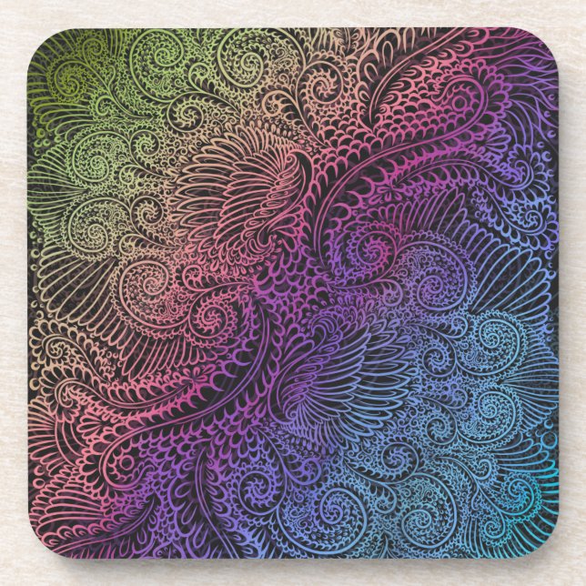 Dessous-de-verre Swirl prismatique | Arc-en-ciel Fractal Feather Ar (Devant)