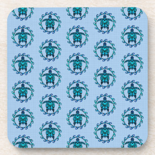 Dessous-de-verre Symbole bleu noir maori soleil Tortues tribales
