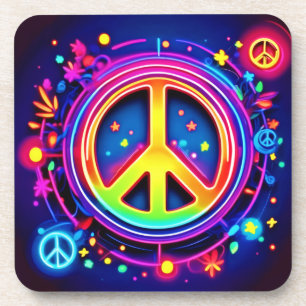 Dessous-de-verre Symbole de la paix de Neon