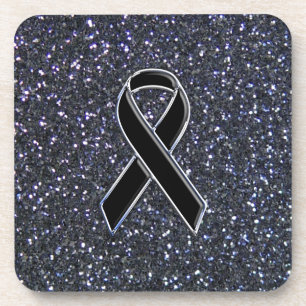 Dessous-de-verre Symbole de sensibilisation au ruban noir