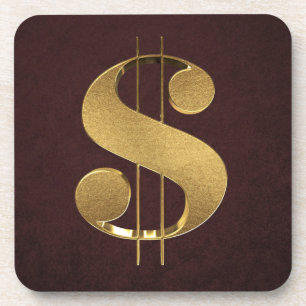 Dessous-de-verre Symbole dollar de l'or 3D de Faux