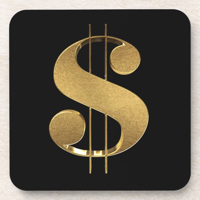 Dessous-de-verre SYMBOLE DOLLARS 3D Faux Gold (Devant)