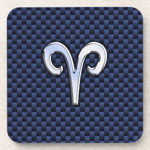 Dessous-de-verre SYMBOLE Zodiaque Silver Aries Style carbone de la 