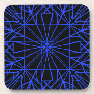 Dessous-de-verre Symétrie géométrique noire et bleue