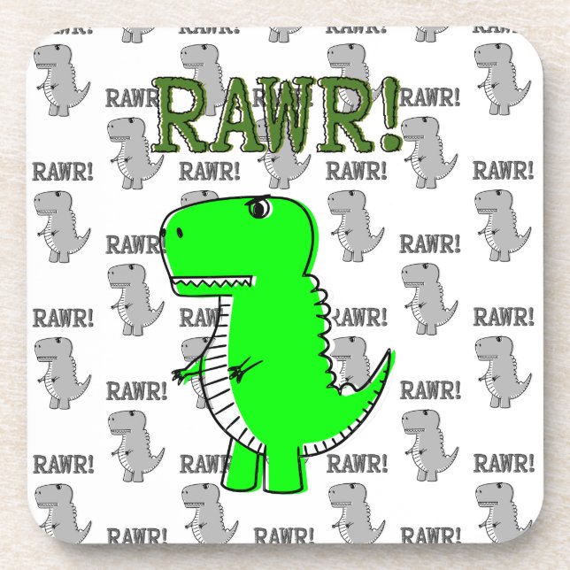 Dessous-de-verre T-Rex mignon et en colère avec Motif noir et blanc (Devant)