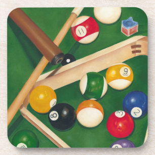 Dessous-de-verre Tableau de billards réaliste avec les boules et la