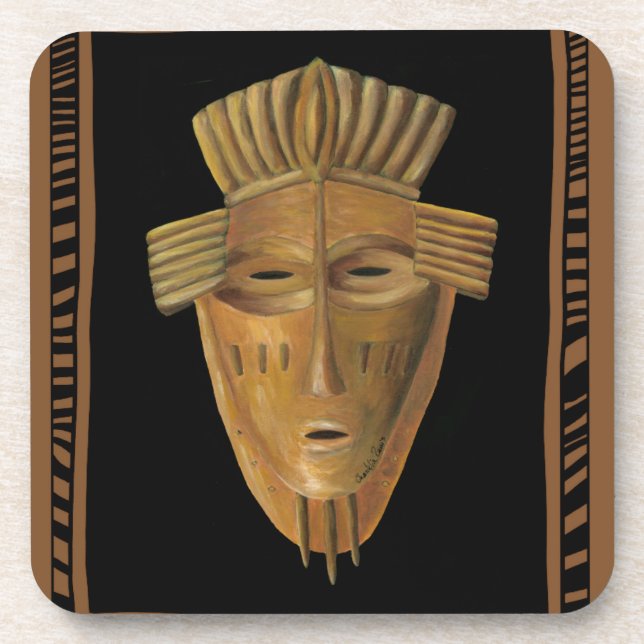 Dessous-de-verre Tableau de Masque Africain par Chariklia Zarris (Devant)