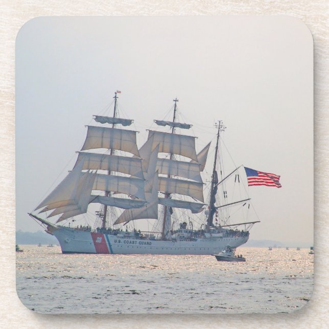 Dessous-de-verre Tall Ship, Clipper Ship, Voilier, US Coast Guard (Devant)
