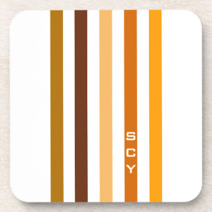 Dessous-de-verre Tan Brown Orange Vertical Stripes Monogramme