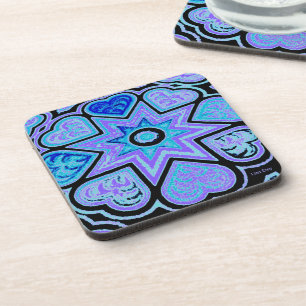 Dessous-de-verre Tapis de dessous cœurs et étoiles bleu électrique