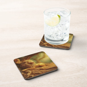Dessous-de-verre Tapis de lion doré