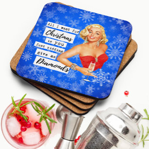 Dessous-de-verre Tapis de Noël drôle Rétro Meilleure Amie Diamants