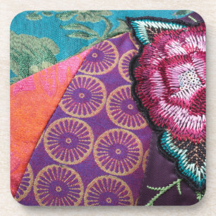 Dessous-de-verre Tapisserie fleur de rose bohème gitane colorée