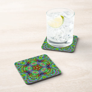 Dessous-de-verre Tapisseries de kaléidoscope arc-en-ciel psychédéli