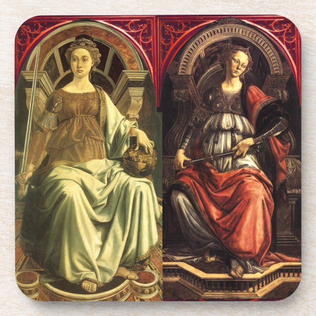 DESSOUS-DE-VERRE TAROTES DE RENAISSANCE ANTIQUE / JUSTICE -FORTITUD (Devant)