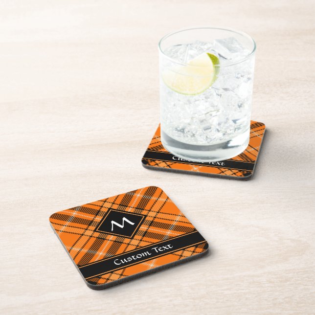 Dessous-de-verre Tartan orange d'Halloween (Côté Droit)