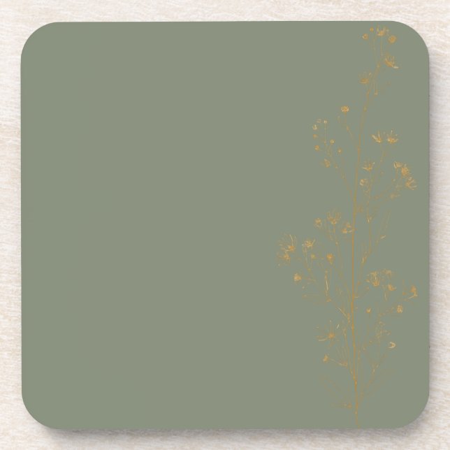 Dessous-de-verre Tasse de mariage botanique vert sauge or (Devant)