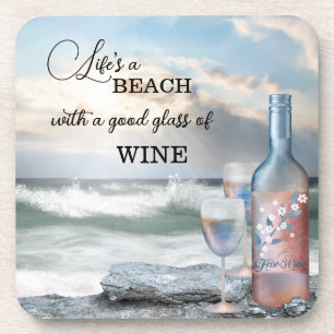 Dessous-de-verre Tasse de plage et de vin Fine Art