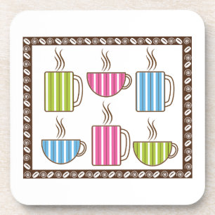 Dessous-de-verre Tasses à café rayées