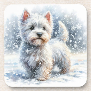 Dessous-de-verre Tasses de Westie d'hiver