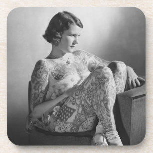 Dessous-de-verre Tatouage Sailor Girl Vintage B&W photo