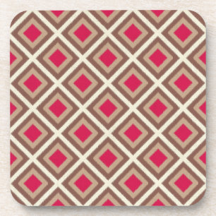 Dessous-de-verre Taupe, Taupe Légère, Diamants Ikat Rose Chaud STay