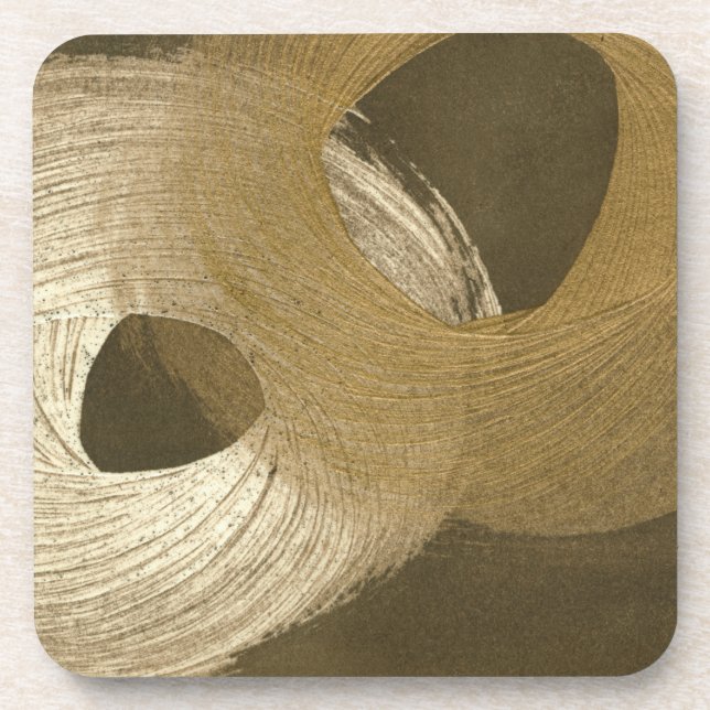 Dessous-de-verre Tempête de sable circulaire dans Tan et Dark Brown (Devant)