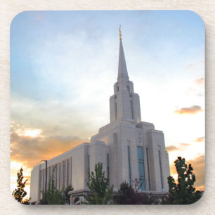 Dessous-de-verre Temple LDS de la montagne Oquirrh Utah coucher de 