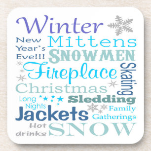 Dessous-de-verre Termes fermiers de typographie hivernale mignonne