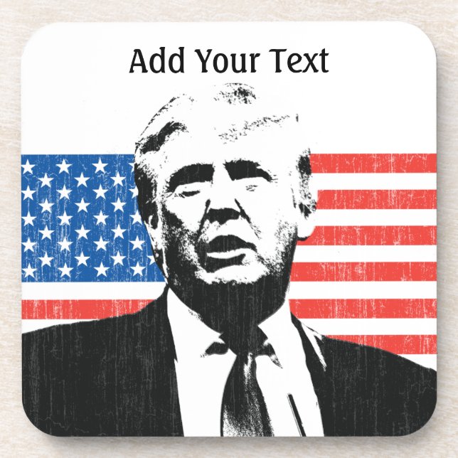 Dessous-de-verre Texte de coutume de drapeau américain de Donald (Devant)