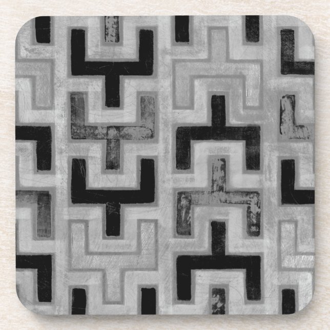 Dessous-de-verre Textile de boue africain avec Motifs géométriques (Devant)