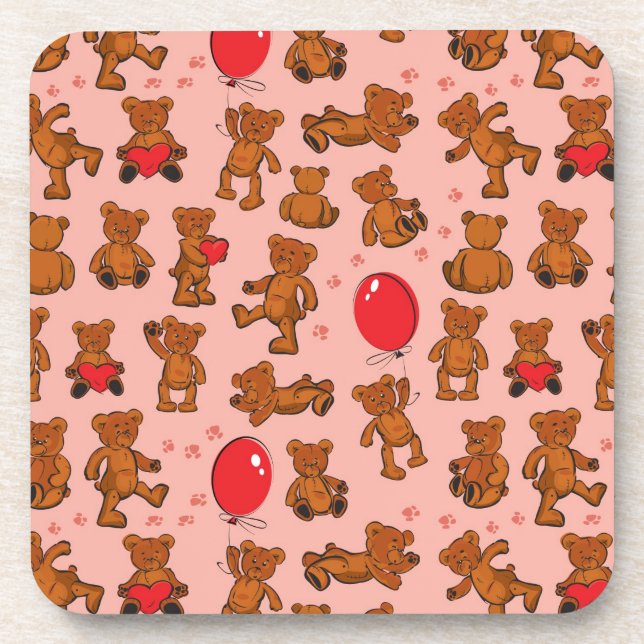 Dessous-de-verre Texture avec le nounours, coeurs (Devant)