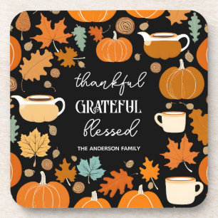 Dessous-de-verre Thanksgiving rétro congé d'érable citrouille du mi