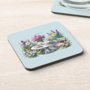 Dessous-de-verre Thé aux fleurs vintage dans le jardin