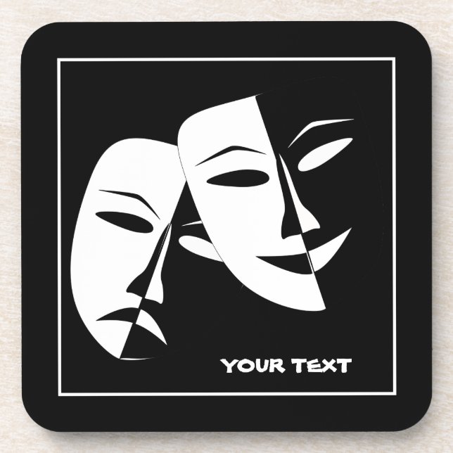 Dessous-de-verre Théâtre Masque Comédie Tragédie Noir Blanc Personn (Devant)