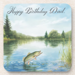 Dessous-de-verre Thème anniversaire pêche pour Papa