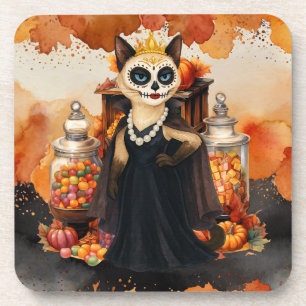 Dessous-de-verre Thème Halloween pour les amoureux des chats avec d