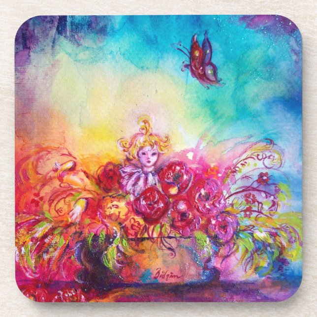 DESSOUS-DE-VERRE THUMBELINA, PANIER À FLEURS ET BOUTEILLE (Devant)