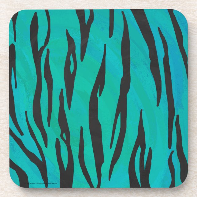 Dessous-de-verre Tiger noir et Turquoise (Devant)