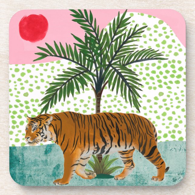 Dessous-de-verre Tigre au lever du soleil (Devant)