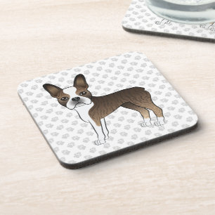 Dessous-de-verre Tigre Boston Terrier Chien de Dessin Animé Mignon