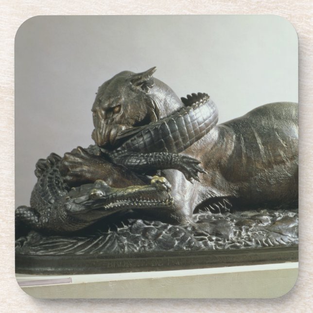 Dessous-de-verre Tigre dévorant un alligator, 1832 (bronze) (Devant)