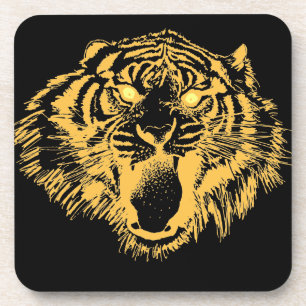 Dessous-de-verre Tigre en orange avec yeux jaunes