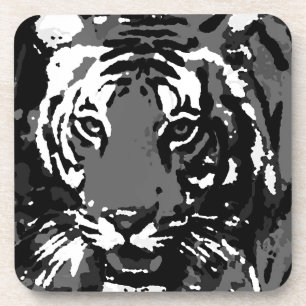 Dessous-de-verre Tigre noir blanc Pop Art