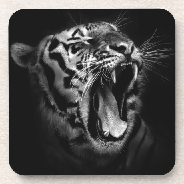 Dessous-de-verre Tigre noir et blanc (Devant)