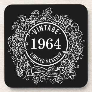 Dessous-de-verre Timbre de vin blanc vintage, Ajouter année de nai