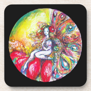 DESSOUS-DE-VERRE TITANIE SUR LA FLEUR ROUGE